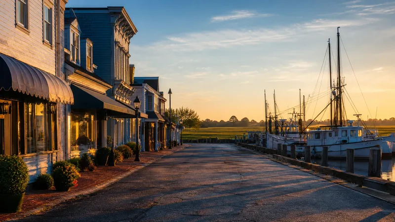 An Eastern Shore harbor town street: Victorian clapboard storefronts and awnings, Wicomico and Somerset County Business Licenses